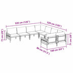 Conjunto de sofás de jardín con cojín 8 pcs Negro Acero