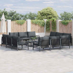 Conjunto de sofás de jardín con cojín 12 pcs Negro Acero