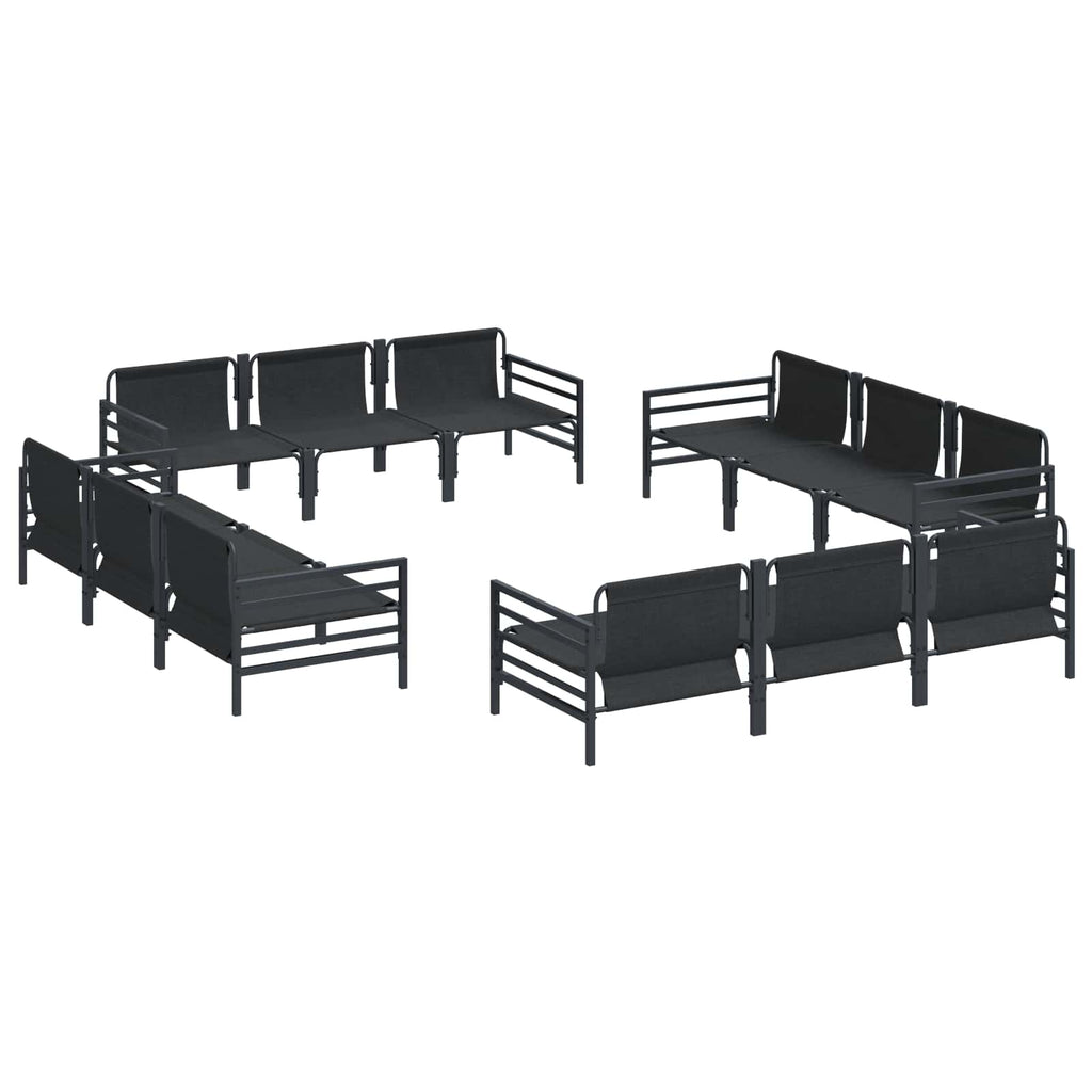 Conjunto de sofás de jardín con cojín 12 pcs Negro Acero