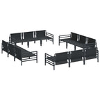 Conjunto de sofás de jardín con cojín 12 pcs Negro Acero