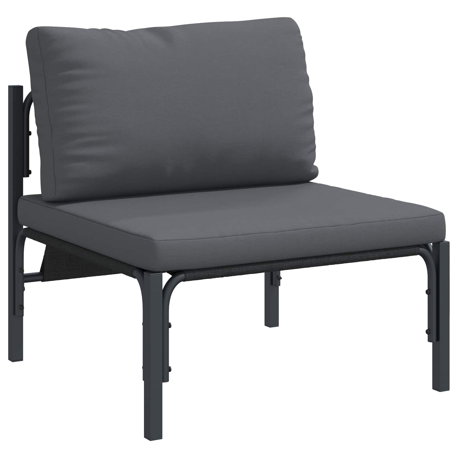Conjunto de sofás de jardín con cojín 12 pcs Negro Acero