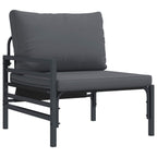 Conjunto de sofás de jardín con cojín 12 pcs Negro Acero