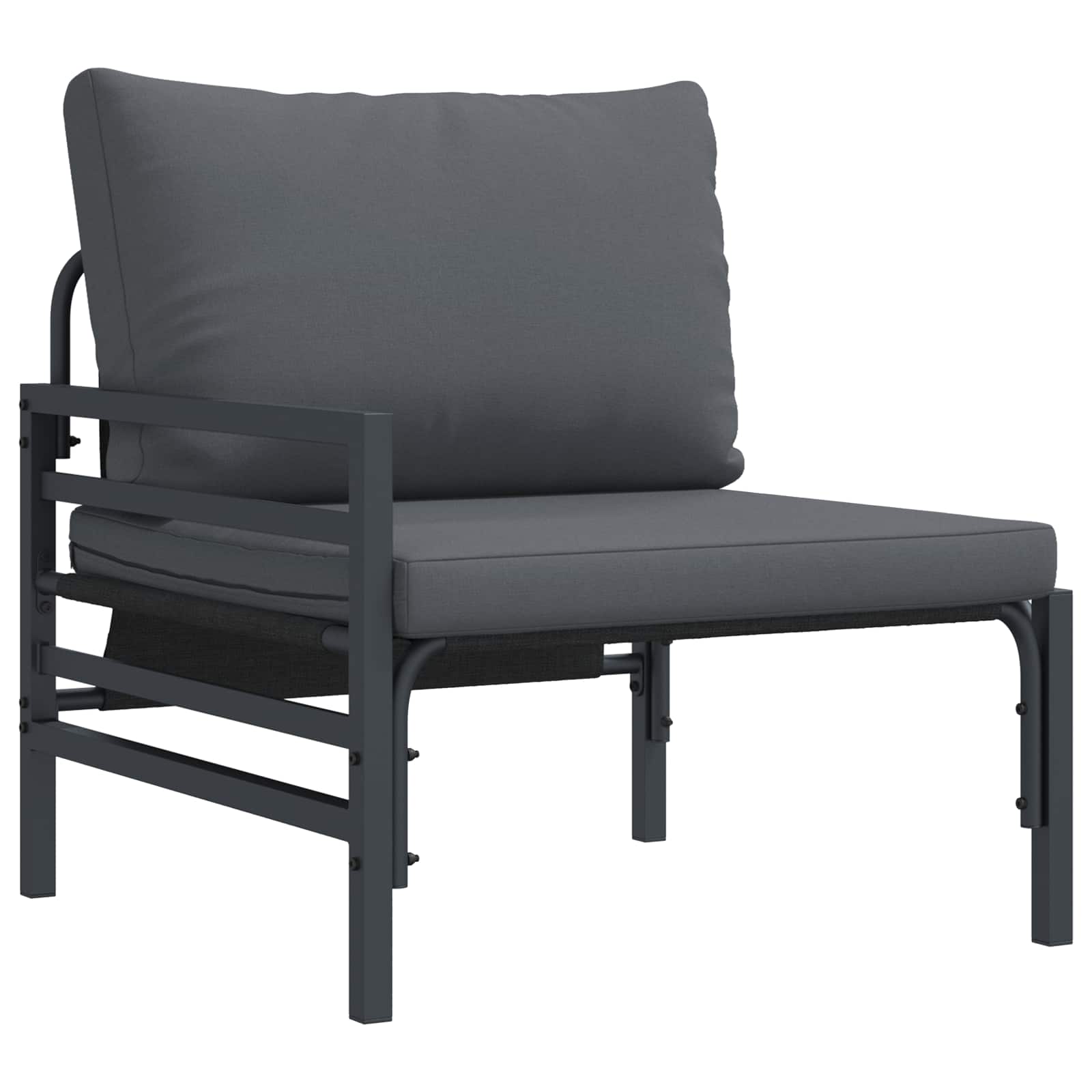 Conjunto de sofás de jardín con cojín 12 pcs Negro Acero