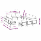 Conjunto de sofás de jardín con cojín 12 pcs Negro Acero