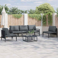 Conjunto de sofás de jardín con cojín 5 pcs Negro Acero