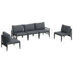 Conjunto de sofás de jardín con cojín 5 pcs Negro Acero