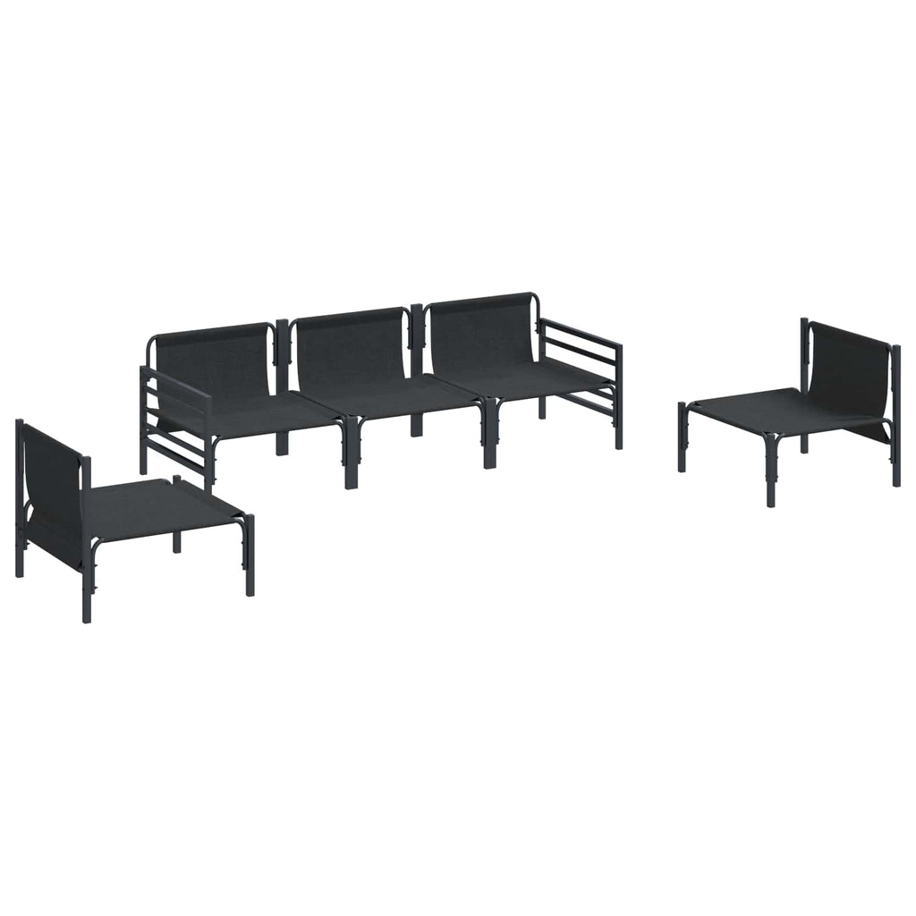 Conjunto de sofás de jardín con cojín 5 pcs Negro Acero