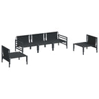 Conjunto de sofás de jardín con cojín 5 pcs Negro Acero