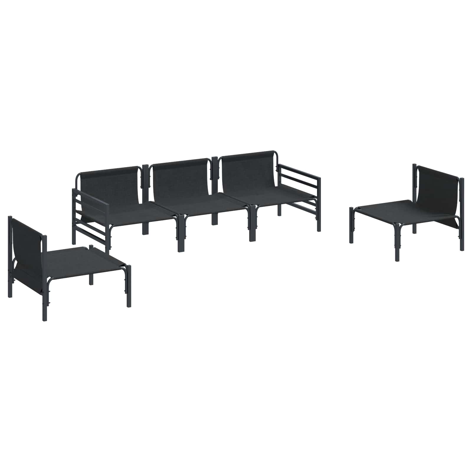 Conjunto de sofás de jardín con cojín 5 pcs Negro Acero