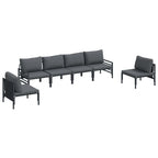 Conjunto de sofás de jardín con cojín 6 pcs Negro Acero