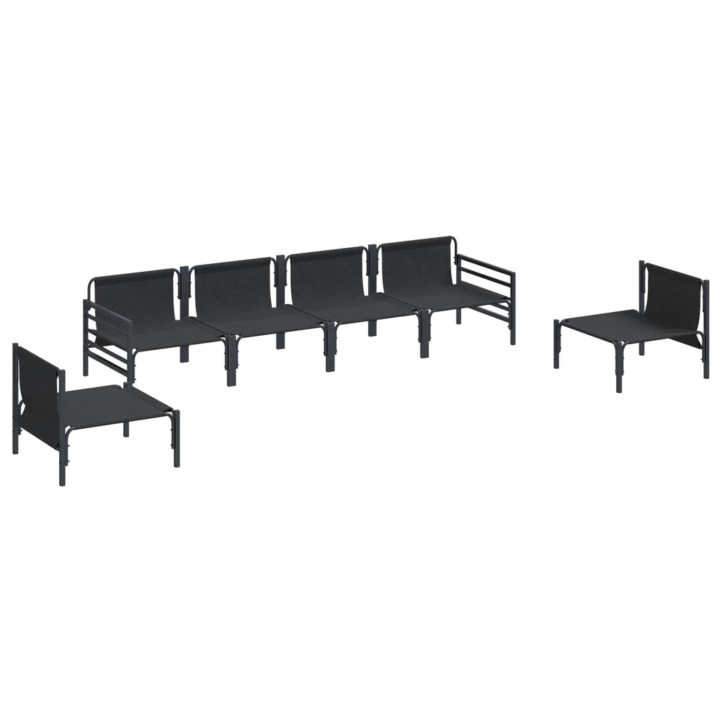 Conjunto de sofás de jardín con cojín 6 pcs Negro Acero