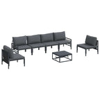 Conjunto de sofás de jardín con cojín 7 pcs Negro Acero