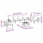 Conjunto de sofás de jardín con cojín 7 pcs Negro Acero