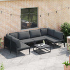 Conjunto de sofás de jardín con cojín 6 pcs Negro Acero