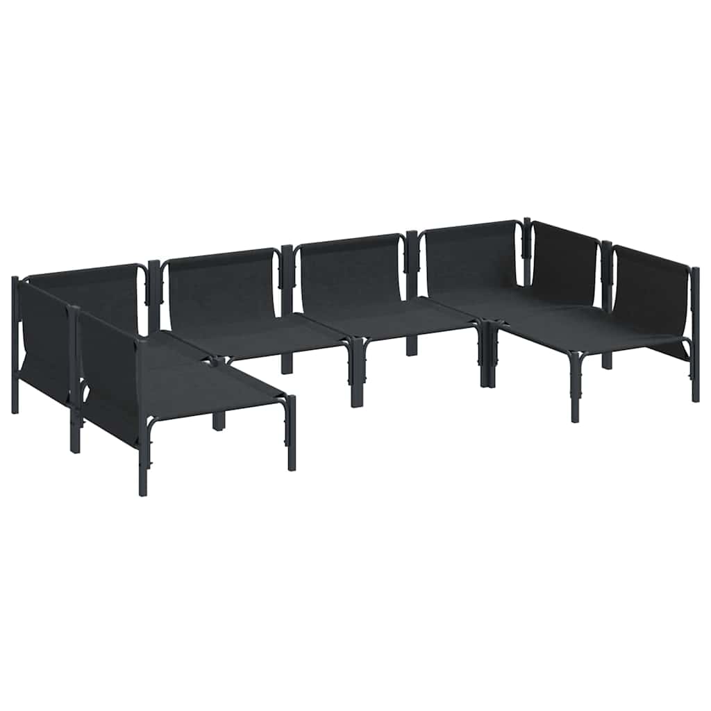 Conjunto de sofás de jardín con cojín 6 pcs Negro Acero
