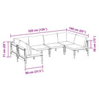 Conjunto de sofás de jardín con cojín 6 pcs Negro Acero