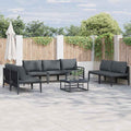 Conjunto de sofás de jardín con cojín 8 pcs Negro Acero