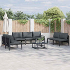 Conjunto de sofás de jardín con cojín 8 pcs Negro Acero