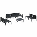 Conjunto de sofás de jardín con cojín 8 pcs Negro Acero