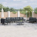 Conjunto de sofás de jardín con cojín 8 pcs Negro Acero
