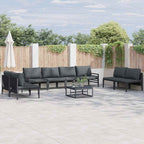 Conjunto de sofás de jardín con cojín 8 pcs Negro Acero