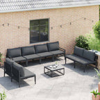 Conjunto de sofás de jardín con cojín 8 pcs Negro Acero