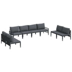 Conjunto de sofás de jardín con cojín 8 pcs Negro Acero