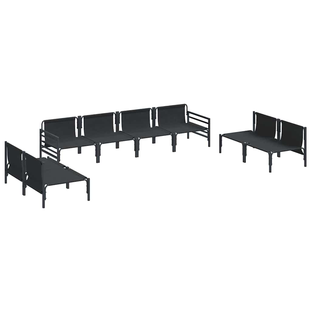 Conjunto de sofás de jardín con cojín 8 pcs Negro Acero