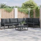 Conjunto de sofás de jardín con cojín 5 pcs Negro Acero