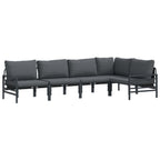 Conjunto de sofás de jardín con cojín 5 pcs Negro Acero