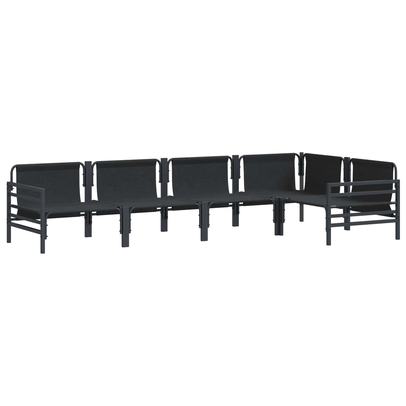 Conjunto de sofás de jardín con cojín 5 pcs Negro Acero