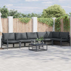Conjunto de sofás de jardín con cojín 6 pcs Negro Acero