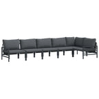 Conjunto de sofás de jardín con cojín 6 pcs Negro Acero