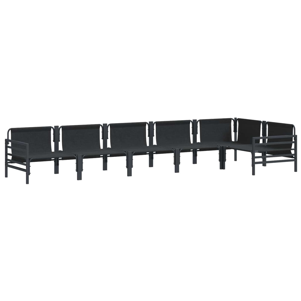 Conjunto de sofás de jardín con cojín 6 pcs Negro Acero