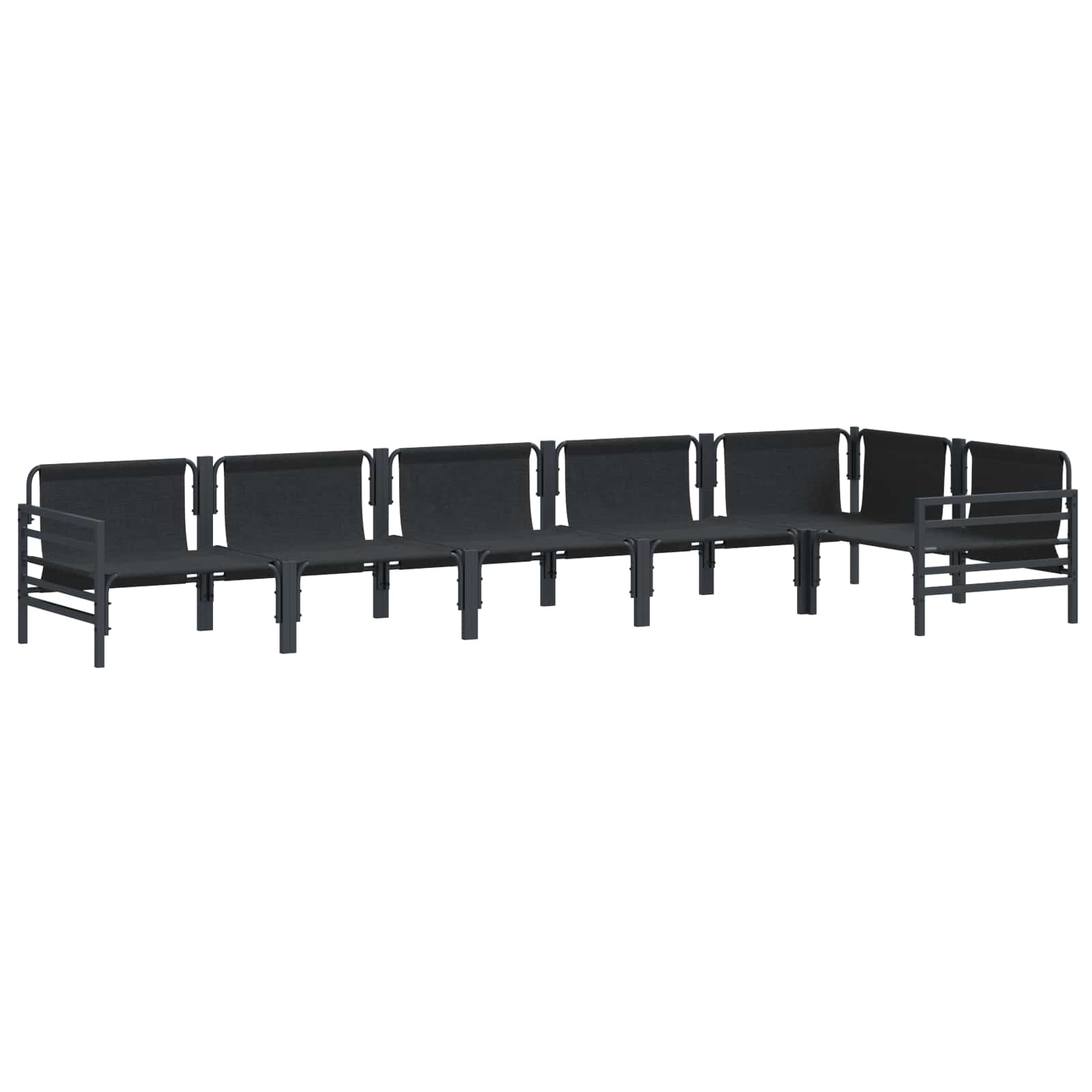 Conjunto de sofás de jardín con cojín 6 pcs Negro Acero