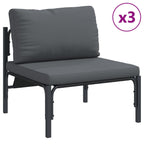 Conjunto de sofás de jardín con cojín 6 pcs Negro Acero