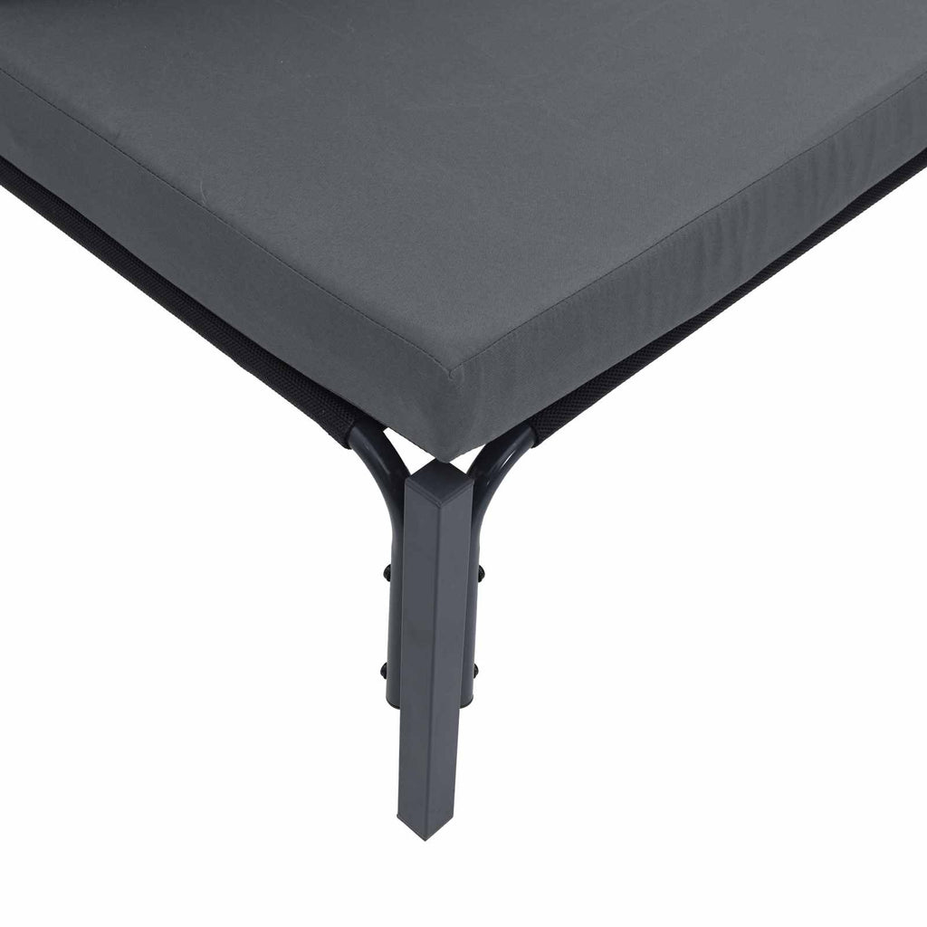 Conjunto de sofás de jardín con cojín 7 pcs Negro Acero