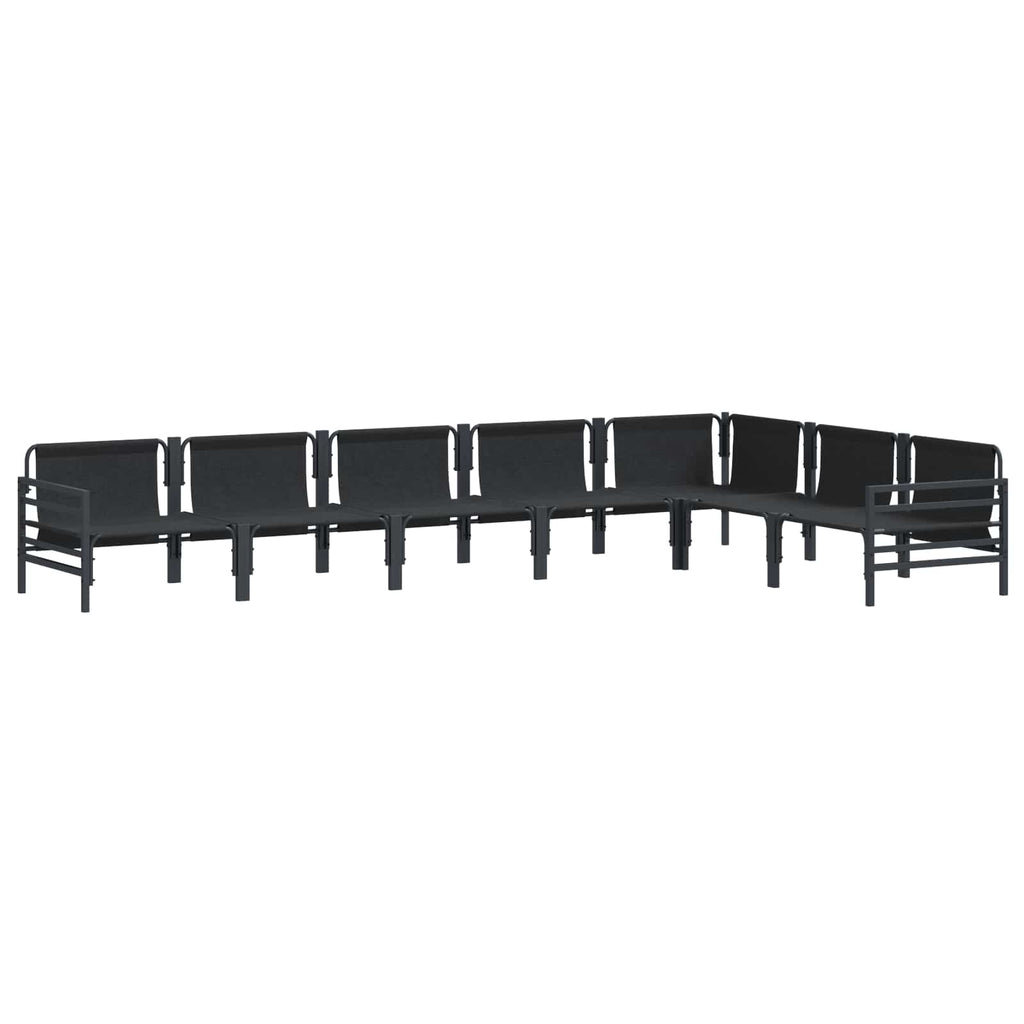 Conjunto de sofás de jardín con cojín 7 pcs Negro Acero