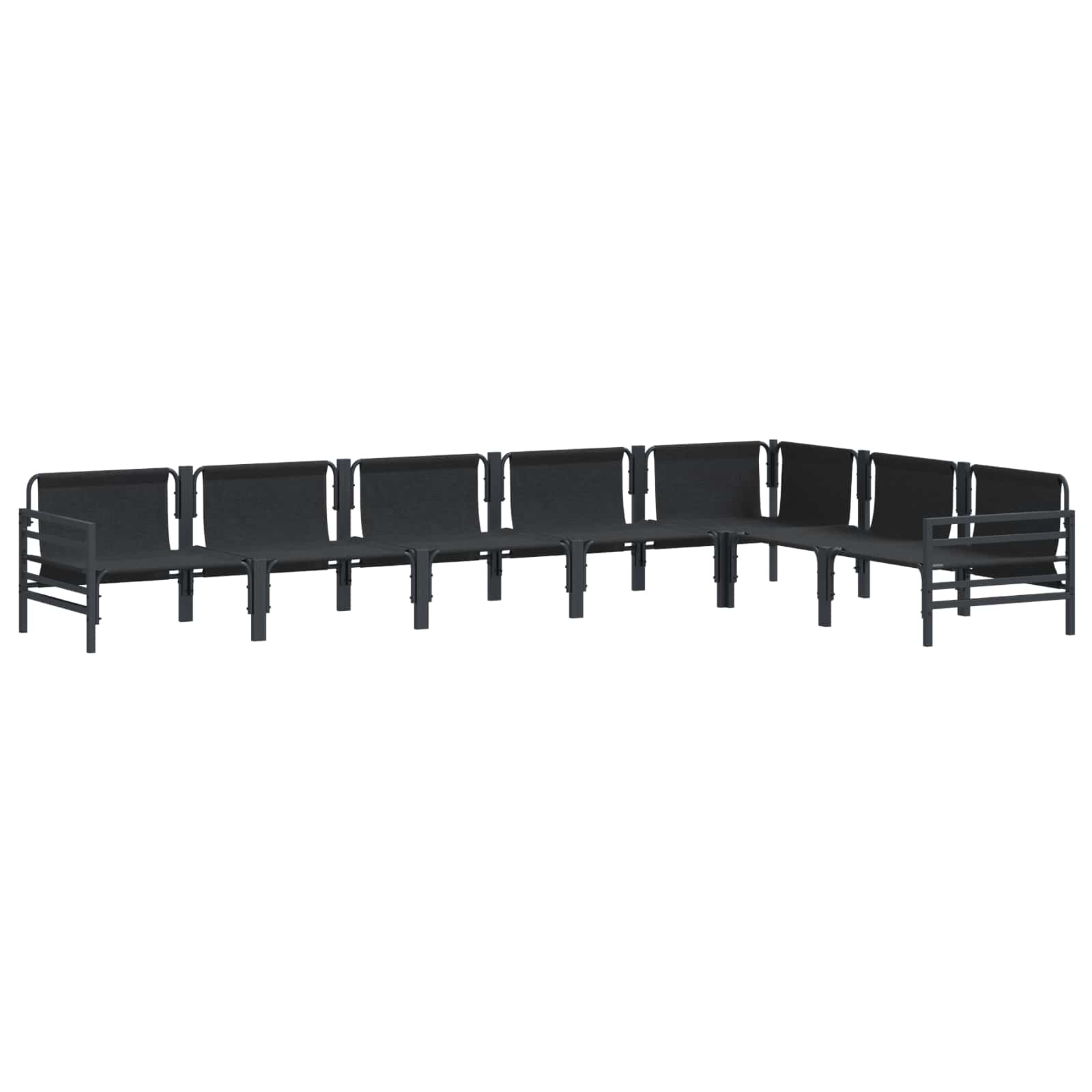 Conjunto de sofás de jardín con cojín 7 pcs Negro Acero