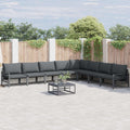 Conjunto de sofás de jardín con cojín 8 pcs Negro Acero