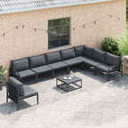 Conjunto de sofás de jardín con cojín 8 pcs Negro Acero
