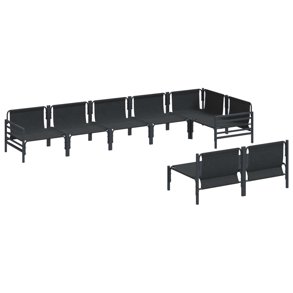 Conjunto de sofás de jardín con cojín 8 pcs Negro Acero