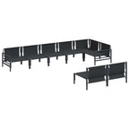 Conjunto de sofás de jardín con cojín 8 pcs Negro Acero