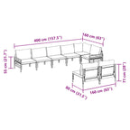 Conjunto de sofás de jardín con cojín 8 pcs Negro Acero