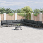 Conjunto de sofás de jardín con cojín 10 pcs Negro Acero