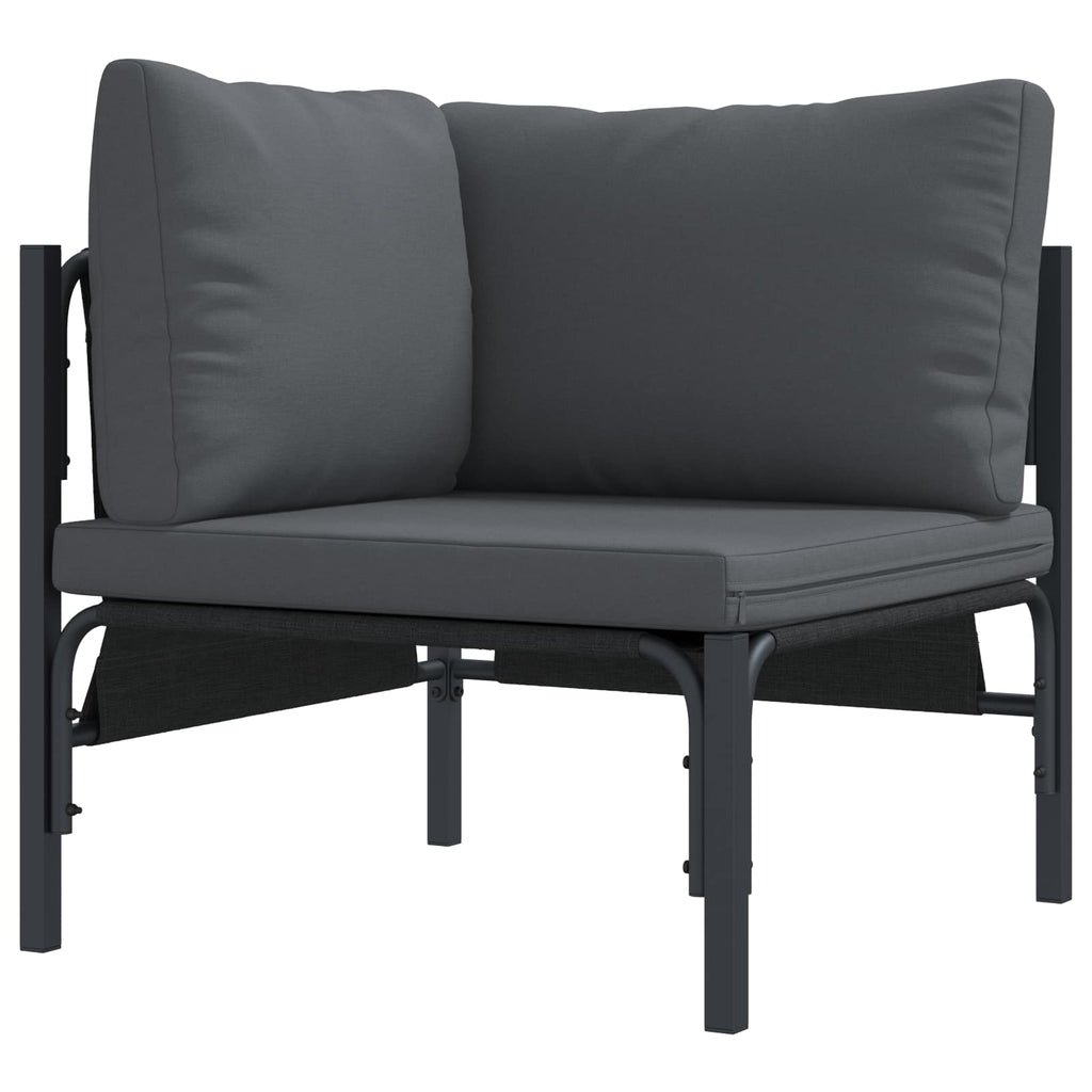 Conjunto de sofás de jardín con cojín 10 pcs Negro Acero