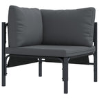 Conjunto de sofás de jardín con cojín 10 pcs Negro Acero