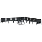 Conjunto de sofás de jardín con cojín 10 pcs Negro Acero