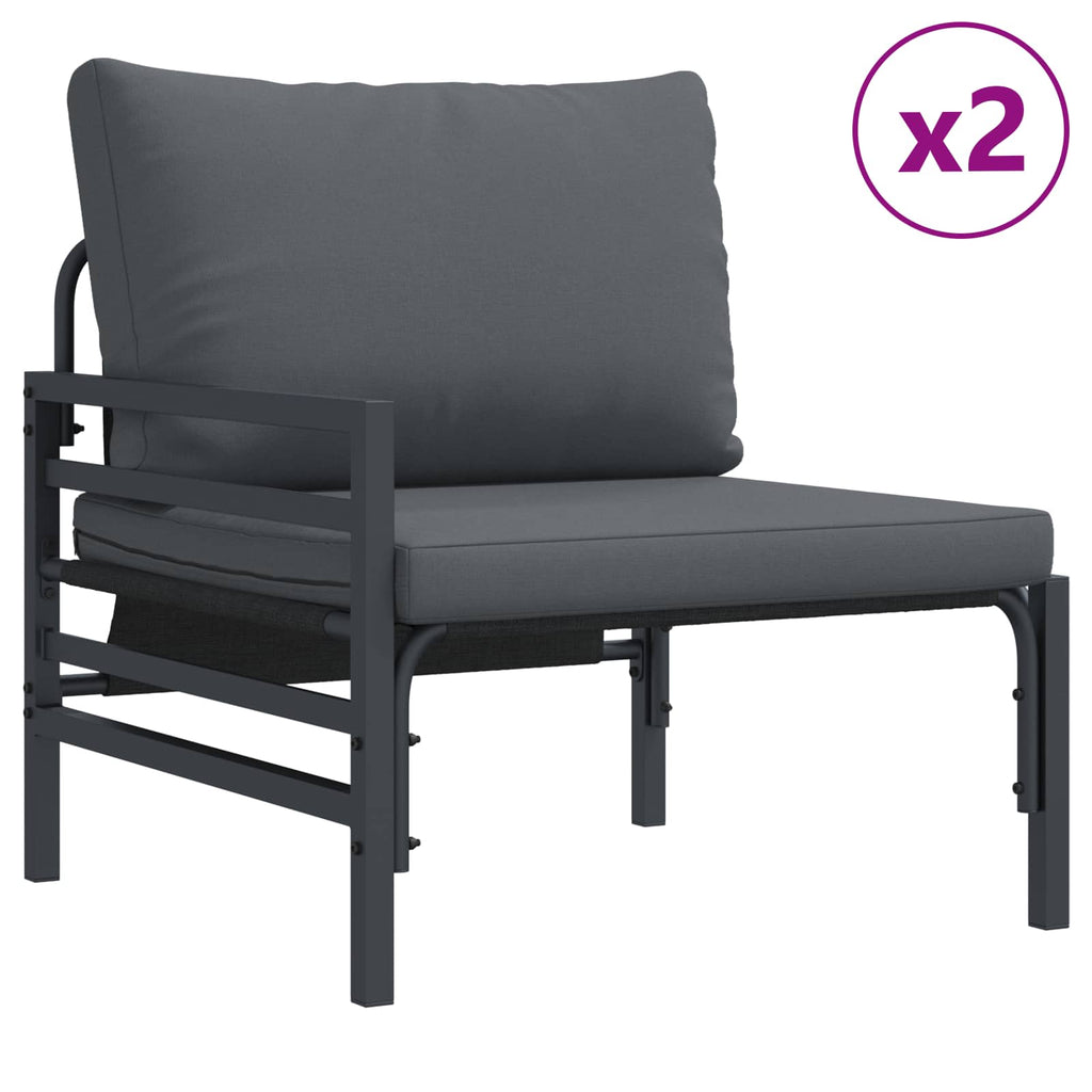 Conjunto de sofás de jardín con cojín 10 pcs Negro Acero