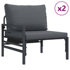 Conjunto de sofás de jardín con cojín 10 pcs Negro Acero